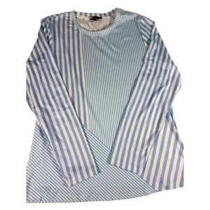 Shall We Top XL Blue‎ White Striped Long Sleeve Lightweight Blouse Casual